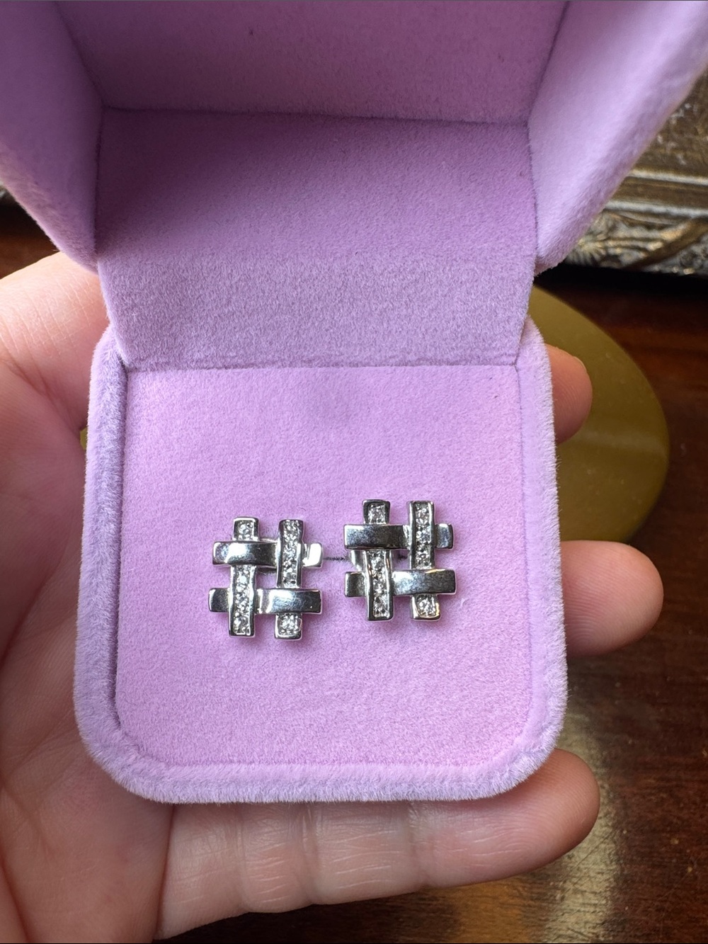 3065-Swarovski Crystal Element‎ Silvertone post earrings.